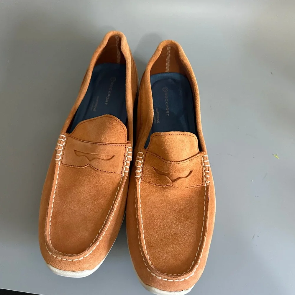 Rockport Mens Adiprene by Adidas Burnt Orange Suede Penny Loafers Size 12
